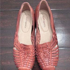 Softspots Women's Brown Woven Huarache Flats